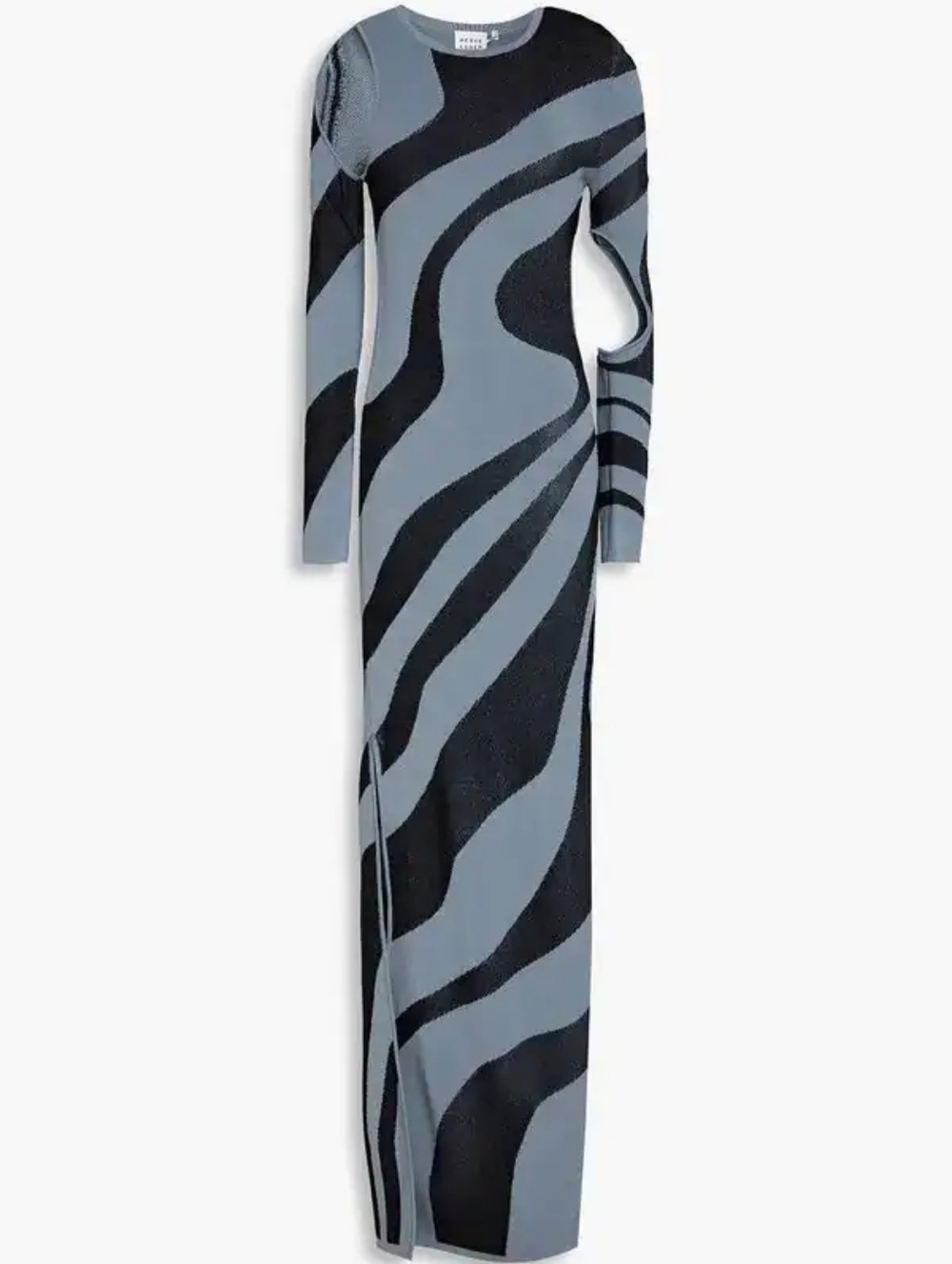 HERVE LEGER ABSTRACT DOUBLE KNIT JACQUARD MAXI DRESS IN CINDER BLACK Size S